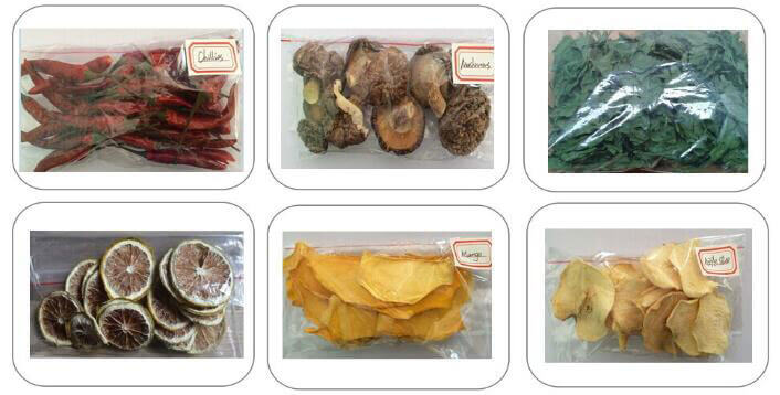 dried vegetables fruits made by single door hot air dryer